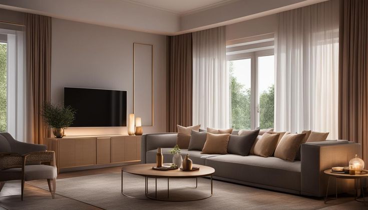 Elegant living room interior with soft furnishings